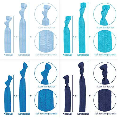 Meedee 100 Pack Ombre Blue Elastic Hair Ties For Women No Crease Soft Elastic Ribbon Hair Ties Knotted Hair Ties No Damage Pony Tails Hair Ties Ouchless Hair Ties Yoga Hair Ties Elastic Bracelets #TOP2