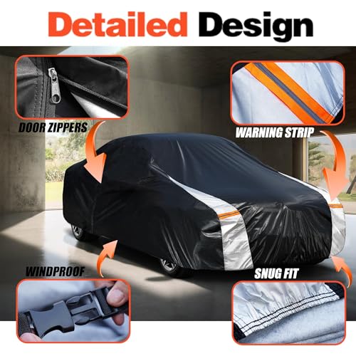 Image of 10 Layers Car Cover Custom Fit for BMW Z4 2017-2026 100% Waterproof All Weather Automobiles, Gift with Towel, Heavy Duty Car Covers for Rain Sun UV Protection with Door Zipper.