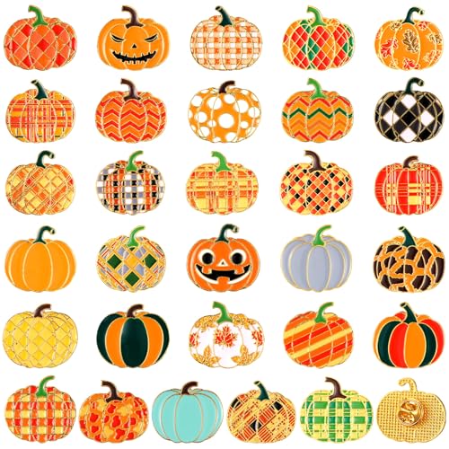 Image of Landical 30 /60 Pcs Cute Enamel Pins Bulk Plant Flower Animal Halloween Gothic Fall Pumpkin Cartoon Lapel Pin Brooches Jewelry Gift for Backpack Clothes Hats Accessories