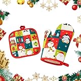 🎄 [El paquete incluye]: Recibirá 1 par de guantes navideños para microondas para Navidad, inauguración de la casa, recién casados, vacaciones, regalos, familias, amigos y vecinos. ﻿﻿
