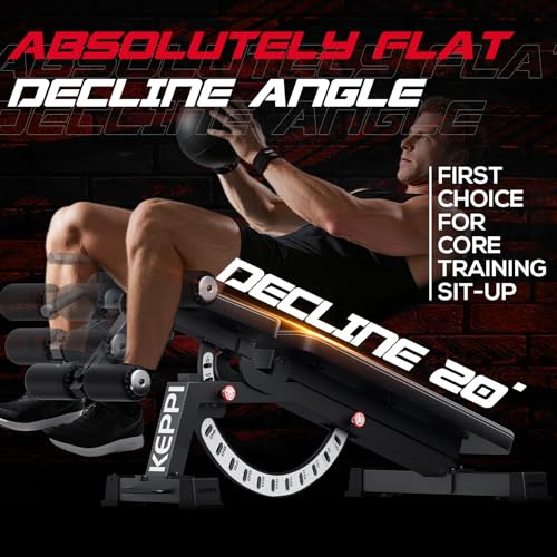 Keppi 1200LB Weight Bench, Heavy Duty Bench1000 PRO Adjustable Workout Bench Press Set for Home Gym Strength Training, Removable Foot Catch for Incline Flat Decline Sit Up Bench for Full Body Fitness
