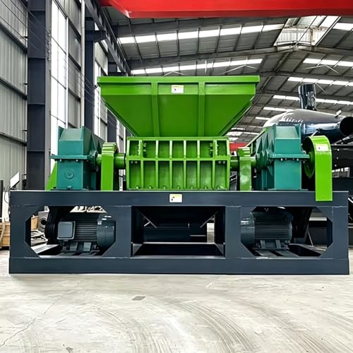 Heavy-Duty Industrial Tire Shredding Machine: Double-Shaft Shredder for Tire, Plastic & Metal Waste, Powerful Shredder Crusher for Scrap Tyre, Rubber, Paper with PLC Control & Durable Alloy Blades