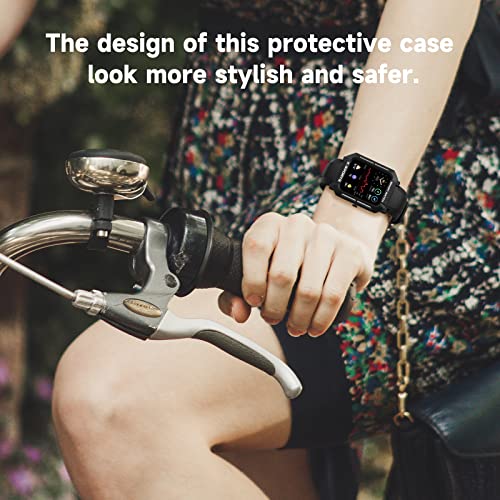Moshou Cases Compatible With Amazfit Bip U Pro Accessories Bip S Lite Gts 2 Mini Soft Tpu Shockproof Protective Cover Bumper Screen Protector Smartwatch Armor (Black White【Luminous】) #TOP6