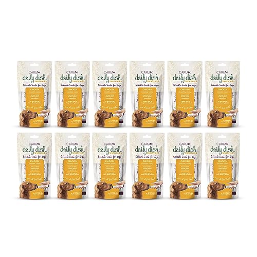 Caru - Daily Dish Smoothies - Lickable Chicken Dog Treat or Pet Food Topper - .5oz Tubes - 4 Tubes per Pack - 12 Pack