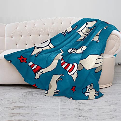 Couverture polaire en microfibre 150x130cm avec bonnet de Noël pour lit et canapé