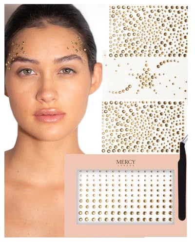 MERCY LONDON Face Gems in Gold 866 Self Adhesive Rhinestone Stickers for Face Eye Makeup Body DIY Face Gems