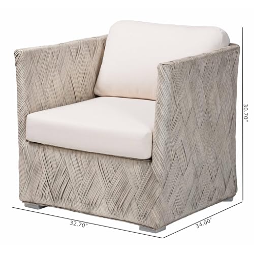 Sillón Lounge tejido a mano en ratán blanco miniatura 3