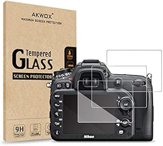 (Pack of 3) Tempered Glass Screen Protector For Nikon D7100 D7200 D800 D800e D810 D750 D600 D610 D500, Akwox [0.3mm 2.5D High Definition 9H] Optical LCD Premium Glass Protective Film