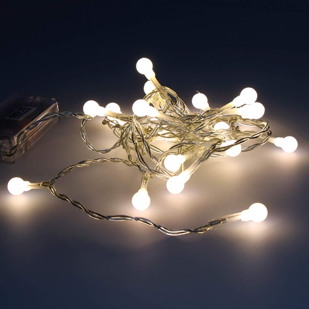 Decorative Lighting 71317 Guirnalda A Pilas Esferica Luz Calida, Blanco, 20 leds