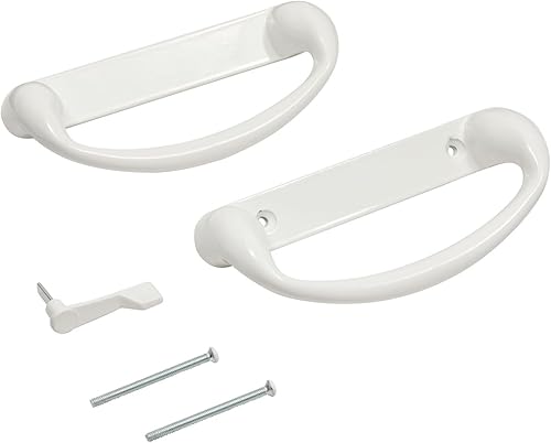 Miniatura 6 de Manija y cerradura de puerta corrediza de vidrio  Estilo embutido blanco fundido a presión, se adapta a espacios entre agujeros de 3-1516 pulgadas