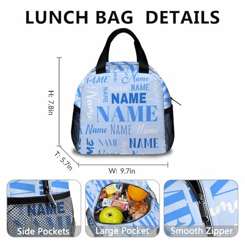 3PCS Backpack with Lunch Bag Pencil Case for Kids Boys Girls - Personalized Name Backpacks for School - Custom 17" Large Capacity Blue Bookbag for Preschool Elementary Middle 5