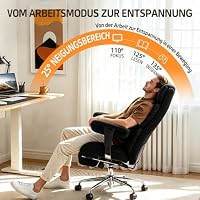Efomao Bürostuhl, Stoffstuhl Ergonomisch mit Fußstütze, Komfortabler Polsterstuhl bis 200kg mit Lendenkissen & Nackenkissen, Höhenverstellbarer Schreibtischstuhl – Ansicht 2