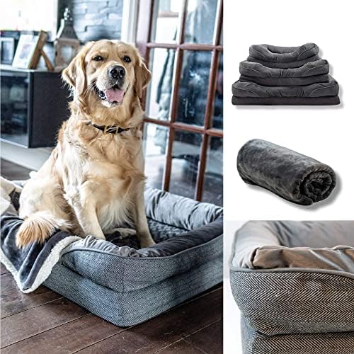 Purple Reef ® Orthopedic Dog Beds - Luxury washable dog sofa bed for a calming night's sleep (XL) with blanket