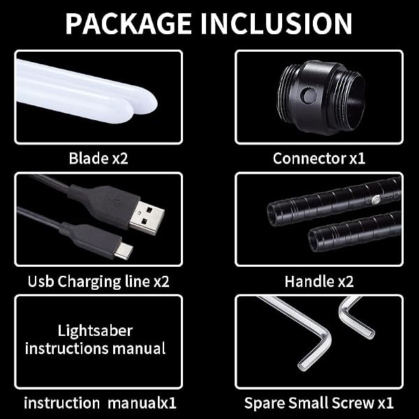 S OUJCEN Lightsaber Fx Dueling Force 15 RGB Colors Type-C Metal Hilt Rechargeable 4 Modes Force Fx Dueling Light Saber Lightsaber Gifts for Boyfriend Girlfriend and Adults (Black (2-Pack)) by S OUJCEN - Image 5