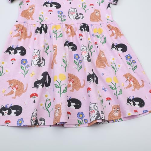 Image of Girls Cotton Long Sleeve Casual Cartoon Appliques Striped Jersey Dresses
