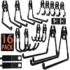 KOFANI Steel Garage Storage Hooks – 16 Pack Anti-Slip Coating, Heavy Duty Wall Mount Hooks for Hanging Bike, Ladder, Garden Tools