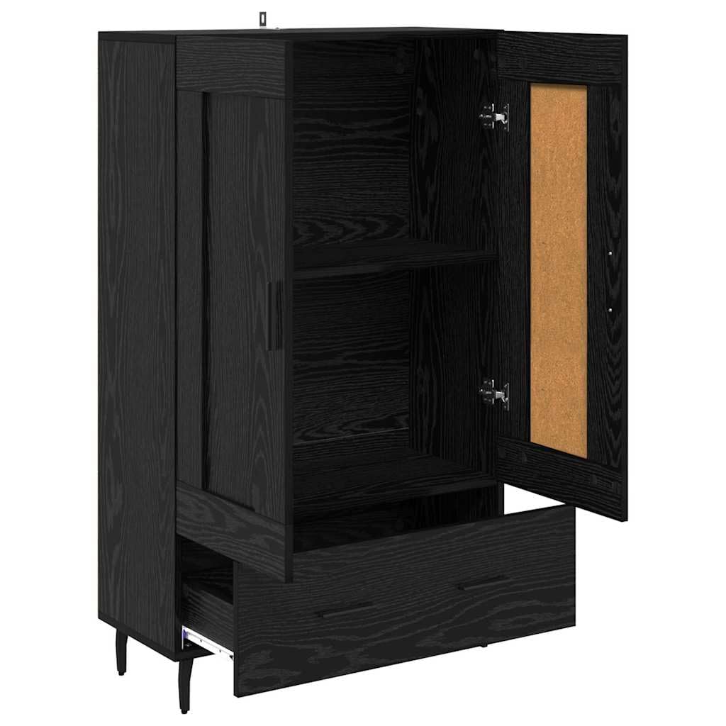 Meuble haut noir aspect chêne 69,5 x 31 x 115 cm