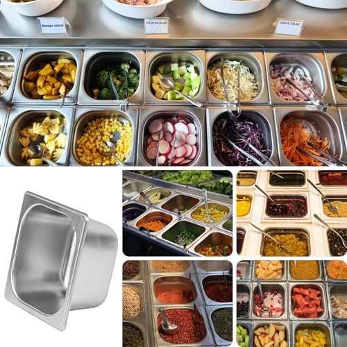 Image of 6 Pack 1 /6 by 4-Inch Steam Table Pan, | 201 Stainless Steel Anti-Jamming Steam Pan for Catering, Buffet, Restaurant, Cake Shop, Kitchen