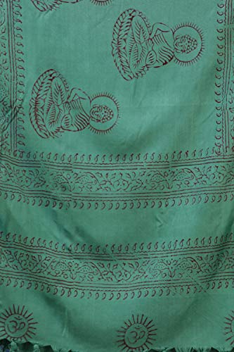 Gautam Buddha Block-Printed Prayer Scarf - Color Green4