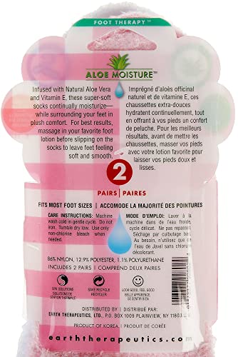 Earth Therapeutics Aloe Socks - Double Pack - Pink Plaid (2 Pairs) #TOP1