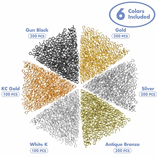1000 Pcs Small Self Tapping Screw Eye Pins Hooks In 6 Colors (4 × 8Mm/0.15 × 0.3Inch) #TOP2
