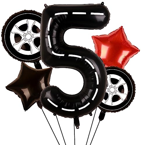 Race Car Balloons Wheel Tire Balloons 5Th Birthday Party Decorations For Boys Foil Mylar Racing Car Theme Party Supplies Monstor Truck Transportation Party Favors Anniversary Decor #TOP8