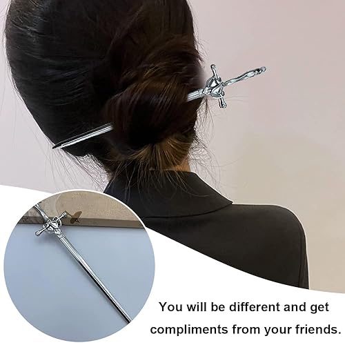 Miniatura 6 de 2 palillos de metal con espada para el cabello, palillos vintage para el cabello, simples y elegantes, para mujeres y niñas, uso diario