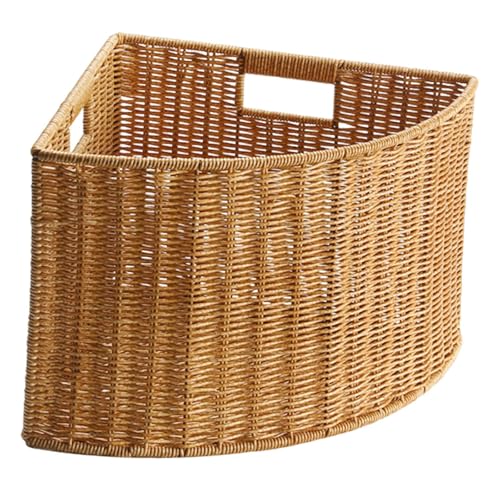 Corner Storage Basket Woven Organizer Gifts Compact Fan Shape Triangle