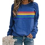 supremo Mujeres otoño Arco Iris Manga Larga Cuello Suelto Ropa de Calle Moletom