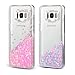 Galaxy S8 Case, Caka Galaxy S8 Glitter Case Luxury Bling Flowing Liquid Floating Glitter Sparkle Love Heart Case for Samsung Galaxy S8 - (Pink)