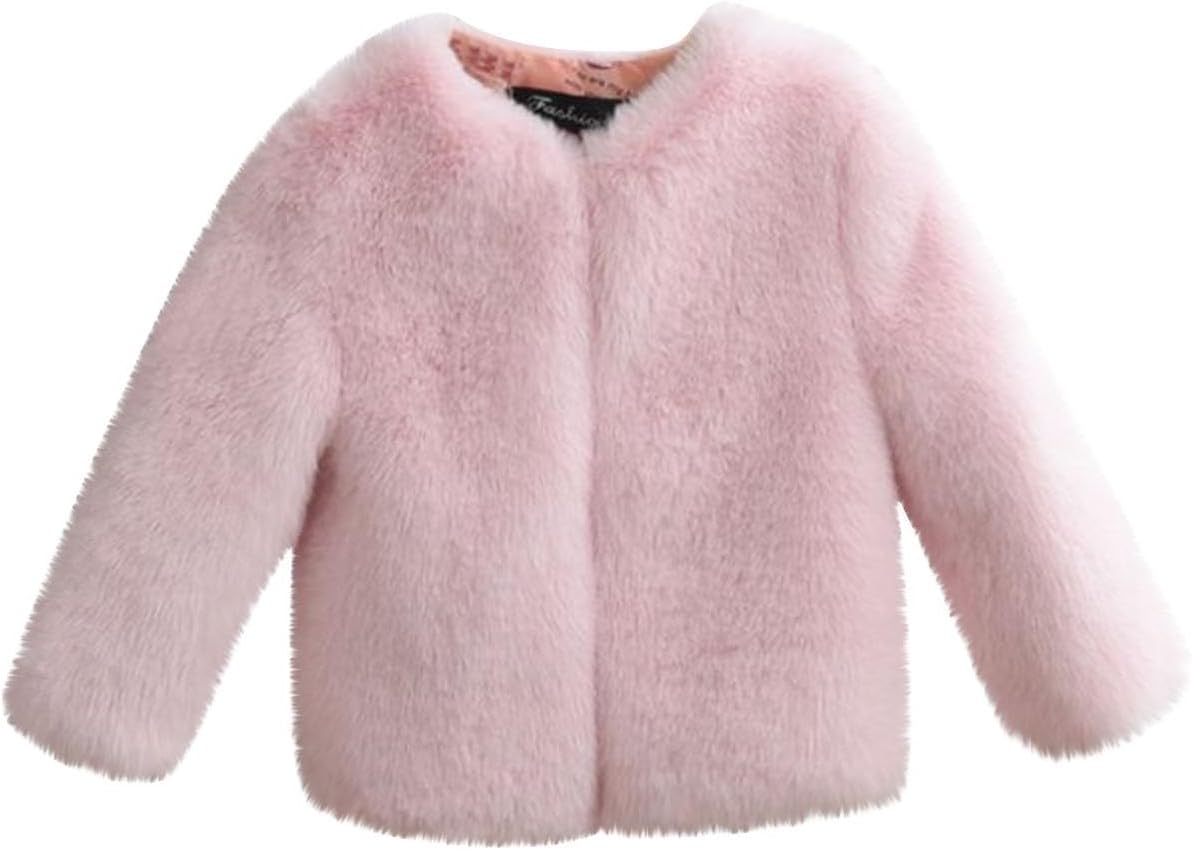 Toddler Girls Faux Fur Jacket Coat Winter Warm Thicken Fluffy Winter Jackets Warm Coat Outerwear 3-10 Years