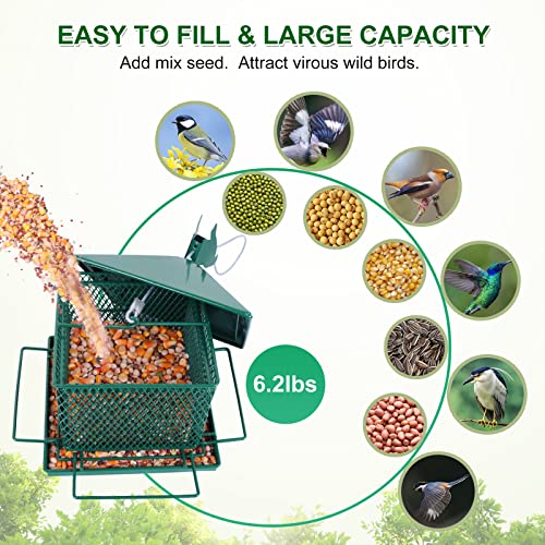Squirrel Proof Metal Bird Feeders,Outside Wild Bird Feeder For Outdoors,6.2 Lb Large Capacity Hanging Birdfeeder,Heavy Duty Large Birdfeeders,Mesh Birdfeeders For Outdoors Garden Yard #TOP1