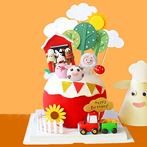 Jevenis Little Farm Animal ,Sheep, Cow Cake Decoration Pig Cake Topper For Farm Animal Baby Shower Birthday Party Decorations #TOP3