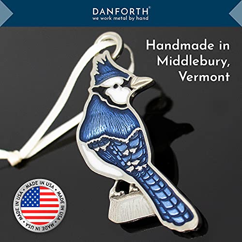 Danforth Blue Jay Ornament – Handcrafted Pewter Blue Bird Ornaments For Christmas Tree – Satin Ribbon, 2 1/2” Tall By 1” Wide, Made In Usa #TOP1