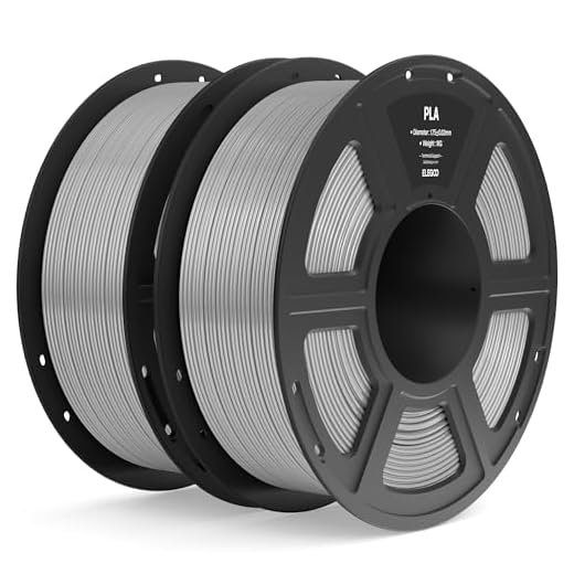 ELEGOO PLA Filament 1.75mm Gray 2KG, 3D Printer Filament Dimensional Accuracy +/- 0.02mm, 2pcs 1kg Spool(2.2lbs) Fit Most FDM 3D Printers