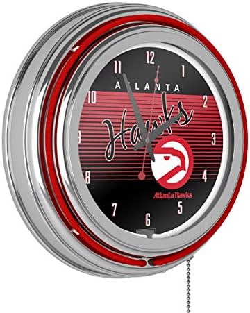 Atlanta Hawks Hardwood Classics NBA Chrome Neon Clock