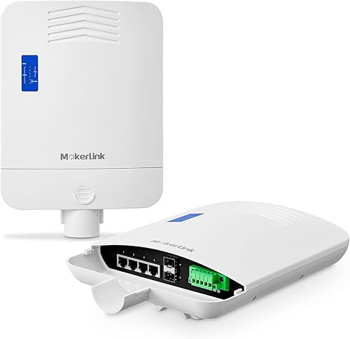 MokerLink Interruptor PoE Gigabit de 6 puertos para exteriores, 4 Gigabit PoE, 2 Gigabit SFP, 65W IEEE802.3afat, IP65 Interruptor de red Plug & Play