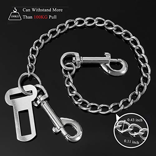Mogoko Stainless Steel No chew Dog Car Seat Belt, Pet Vehicle Safety Restraint Cable, Heavy Duty Big Canine Dog Car Leash Strap with Double Clip and Latch Attachment-20 Inch - Thumbnail 3