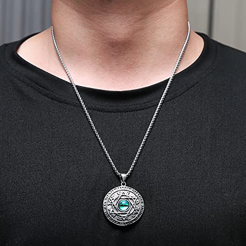 STWTR Red Eye Amulet Seal Solomon Hexagonal Star Twelve Constellation Pendant Blue Eye Stainless Steel Necklace by STWTR - Used condition - Image 5