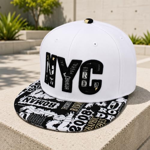Image of VRITRAZ Comfortable Polyester 3D Printed Hip Hop Cap for Men & Women | Adjustable Snapback Closure Flat Brim Baseball Hat | Lightweight Urban Streetwear Headwear for Dance, Skateboarding, Gym, Sports