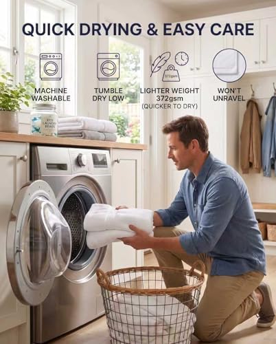 10PC Bath Towel Set, 100% Cotton Towels for Bathroom, Spa, Hotel, Super Absorbent, Lighter Weight, 372gsm, Quicker to Dry, Long Lasting, Set Includes 4 Bath, 2 Hand, 4 Washcloths - 3