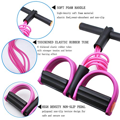 Image of FateFan Multifunction Tension Rope, 6-Tube Elastic Yoga Pedal Puller Resistance Band, Natural Latex Tension Rope Fitness, for Abdomen /Waist /Arm /Leg Stretching Slimming Training