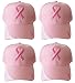 Set Of 4 Breast Cancer Awareness Pink Ribbon Baseball Caps Hats / Pink on Pink
