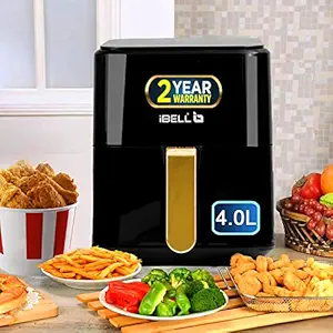 iBELL AF400M Air Fryer 4L, 1400W, Full Touch Controls with 7 Pre-sets, Timer & Auto Cut-Off Feature (Blac