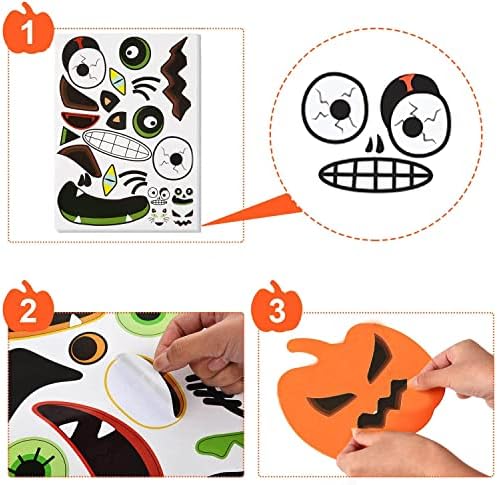 IFLYOOY 16 PCS Pumpkin Decorations Halloween Games for Kids Age 6-12 Party Crafts Kit DIY with Pumpkin Stickers Halloween Decorations Indoor