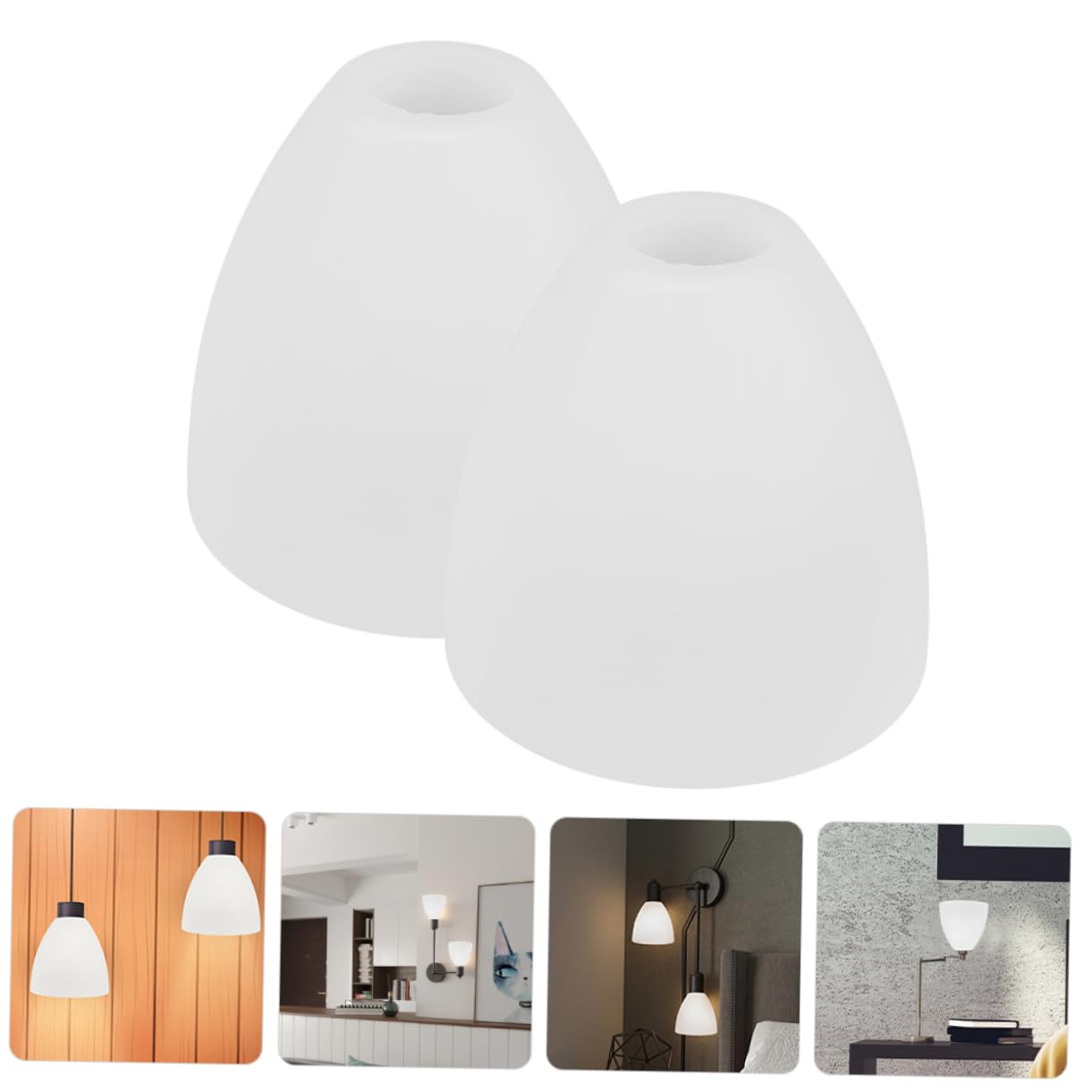 Lot de 2 Abat-jour en Verre Dépoli E27, pour Lustre