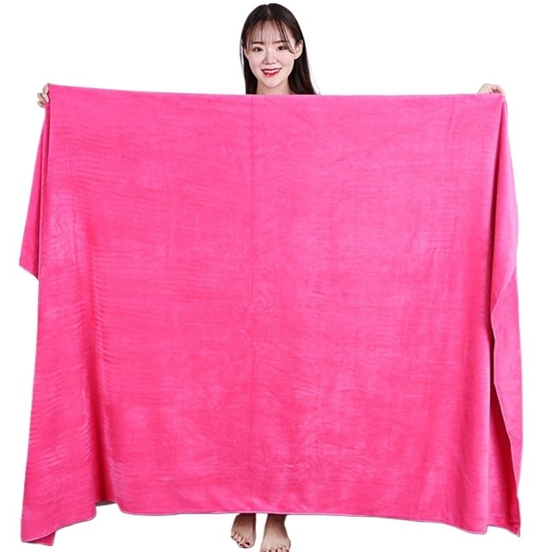 Generico Telo Doccia Grande Asciugamano Da Bagno In Microfibra Spesso 180x200CM, Grande, Assorbente E Ad Asciugatura Rapida, Sport(Pink,150X200CM)