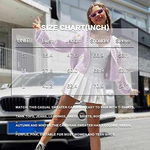 Womens Y2K Cardigan Sweaters Long Sleeve Open Front Cropped Flower Knit Cardigan Aesthetic 90s Shrug Back to College Outfits3