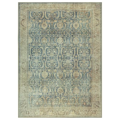 Adiva Rugs 5x7 Machine Washable Area Rug with Non Slip Backing for Living Room Bedroom Bathroom Kitchen Mats for Floor Decor Anti Fatigue Non Skid Door Carpet (Multi, 5' x 7')