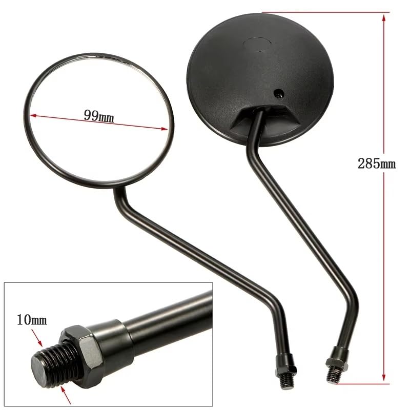 Espejos moto de 10mm universales en aluminio y ABS negros ajustables 3